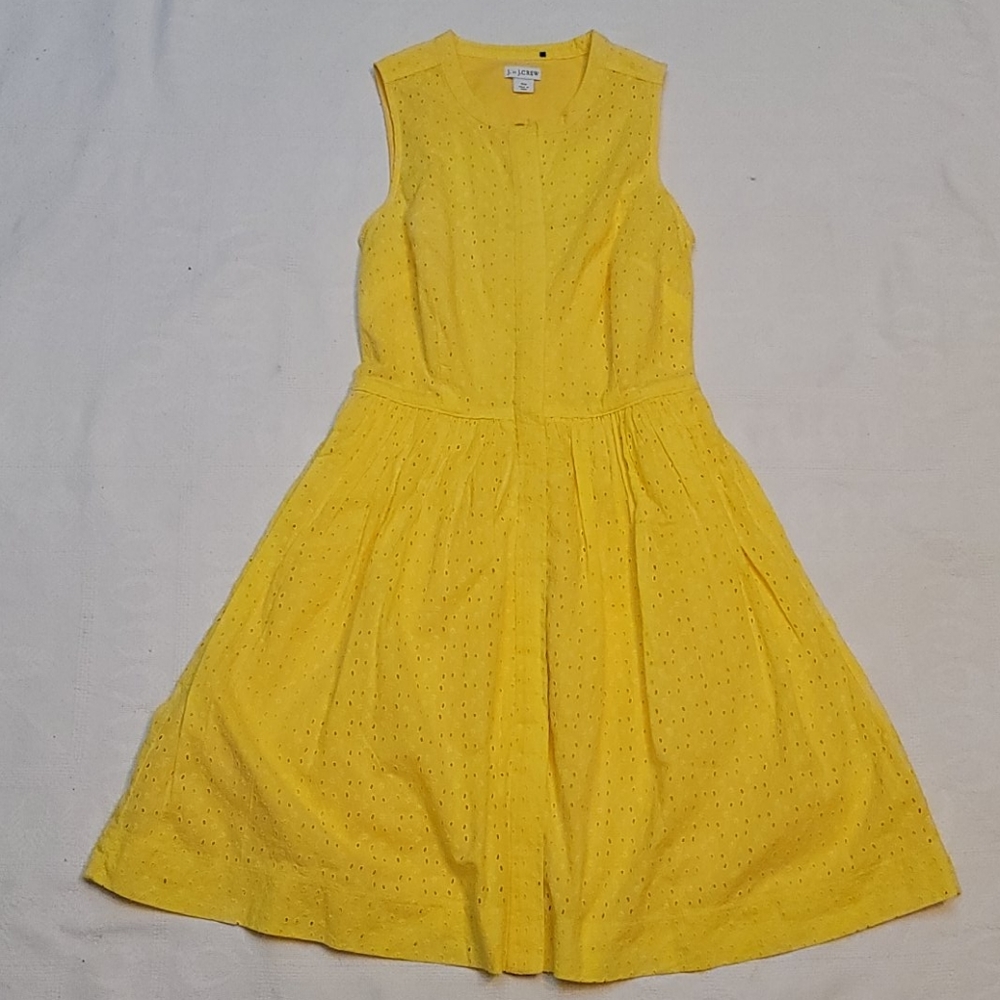 J. Crew Yellow Eyelet Midi Dress